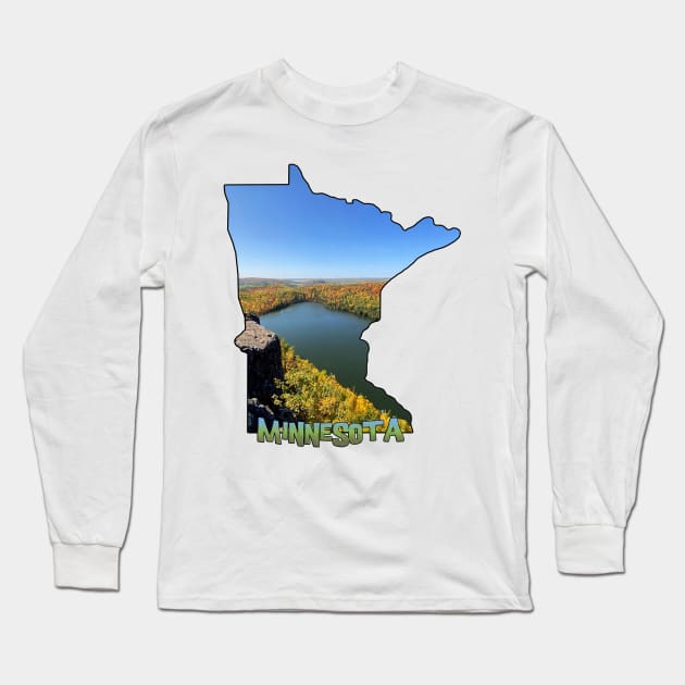 Minnesota State Outline (Bean Lake near Silver Bay, MN) Long Sleeve T-Shirt by gorff